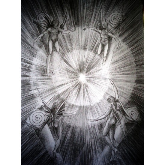 Τα τέσσερα σημεία, Τεχνική με μολύβι. 29 Χ 41