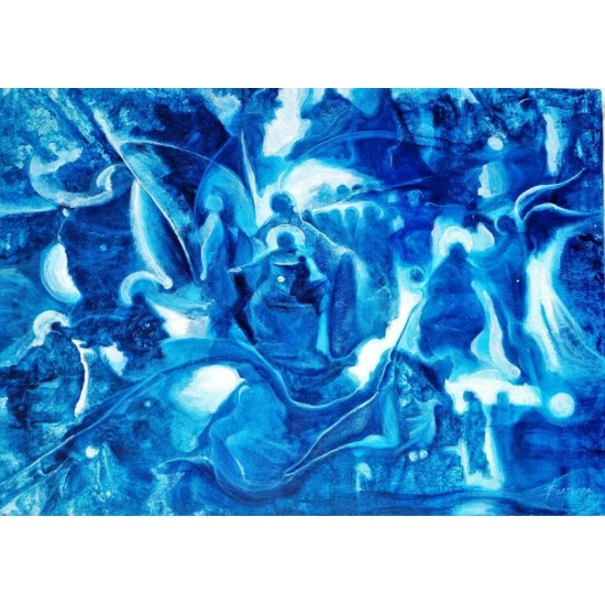 Το άνοιγμα του κέντρου, Τέμπερα σε ξύλο. 50 Χ 70